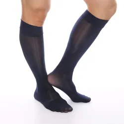 Summer Man Oil Shiny Thin Ice Stocks Breathable Stretchy Knee High Long Socks Hoisery Sheer Pantyhose Stockings For Men