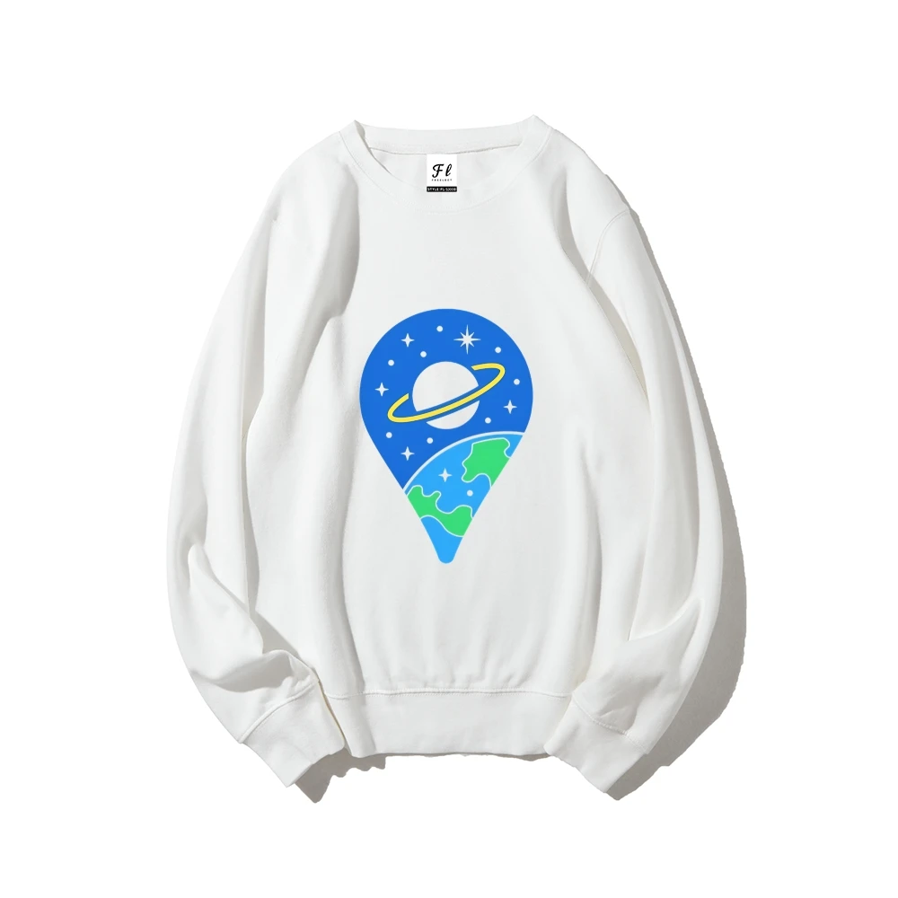 Space Map Sweatshirt Planet Graphic Cool Trendy Autumn Winter Casual Loose Long Sleeved Relaxing Unique Comfortable Cloth Tops