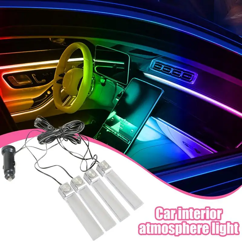 Lumières de pédale de voiture à LED, éclairage ambiant automatique, lumières RVB à l'intérieur de la voiture, intérieur automobile, 2 couleurs, 4 en 1