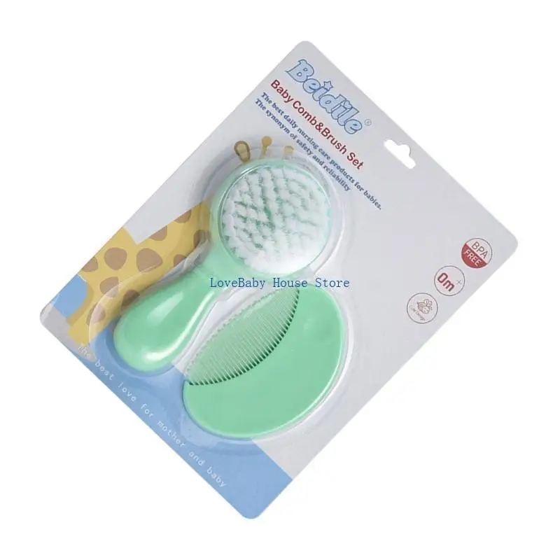 

BX0D Baby Hair Grooming Set Baby Hair Brush & Comb Set Hair Care Essential Gentle Cares for Sensitive Hair & Smooth Styling