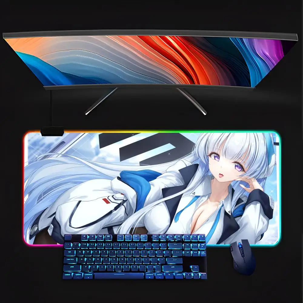 Blue Archive Ushio Noa  Mouse Pad RGB Pc Gamer Keyboard LED Glowing  Rubber Gaming Computer Mause pads Cute Cartoon Gaming Compu
