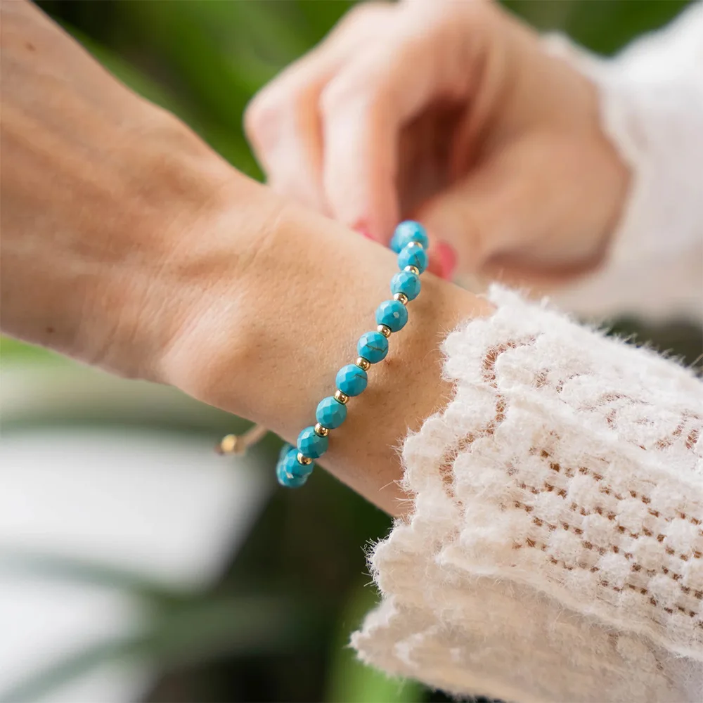 Rice bead bracelet Natural stone Originality Bohemia Turquoise Hand knitting Adjustable Female Fashion Simple Beaded bracelet