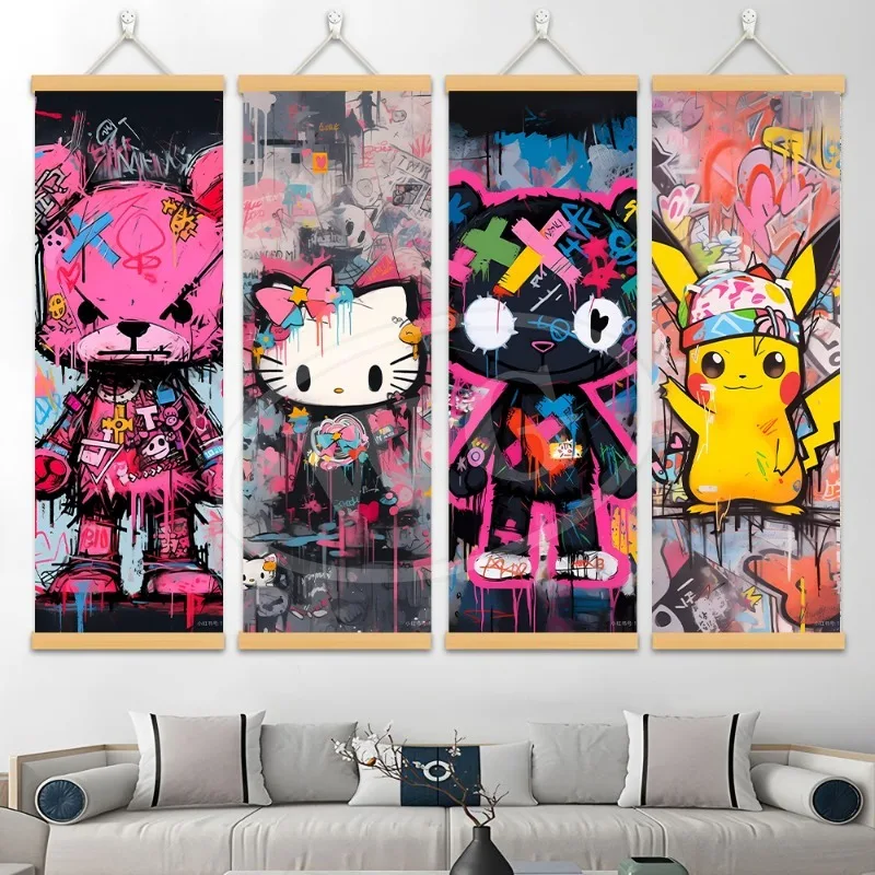 pok-e-mon-anime-japones-cartaz-moderno-decoracao-do-quarto-rolagem-lona-parede-pikachu-decoracao-ao-redor