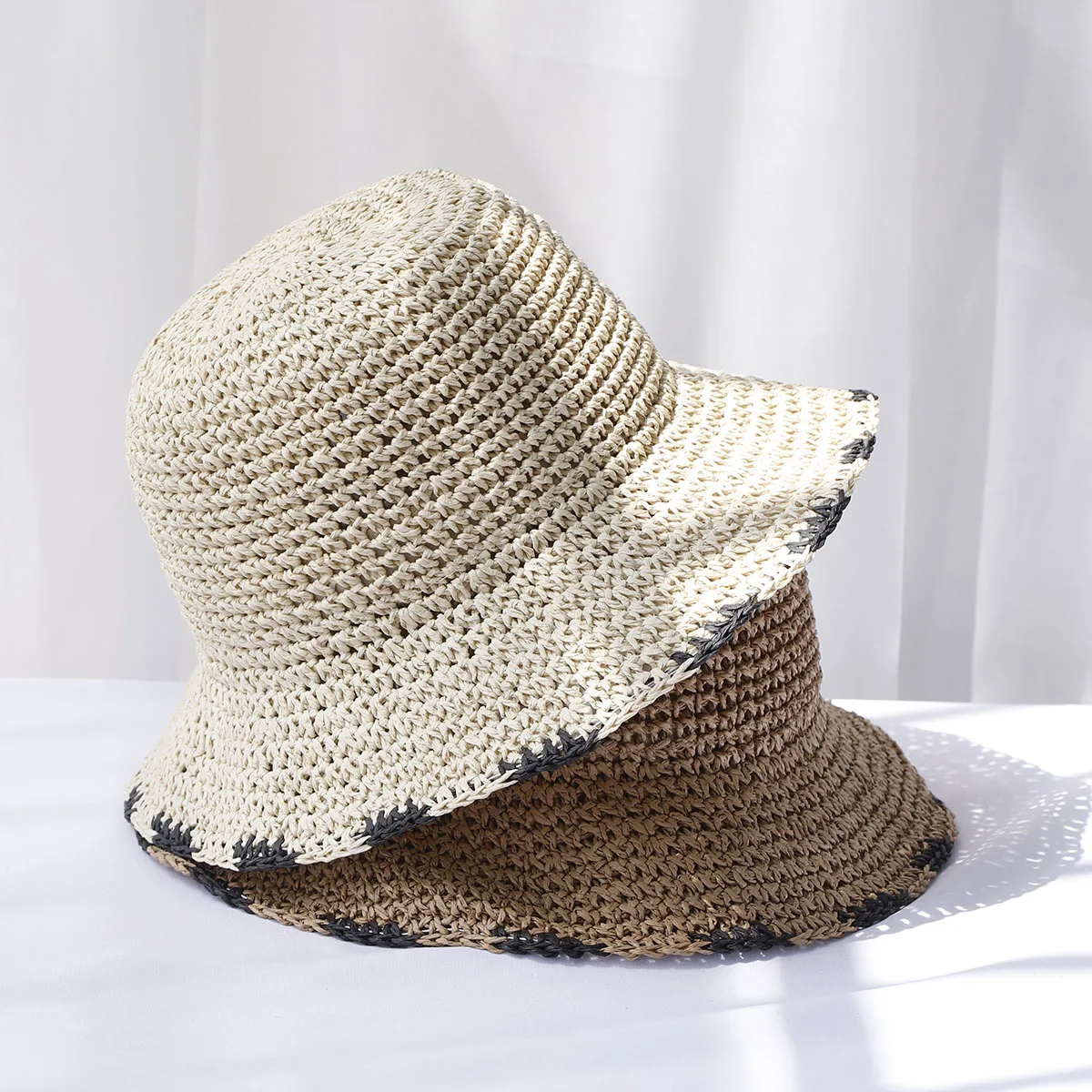 New Straw Hats Crochet Hat Bucket Hat UV Protection Sun Visor Beach Hats Women Visors Foldable Female Women Summer Sun Hat