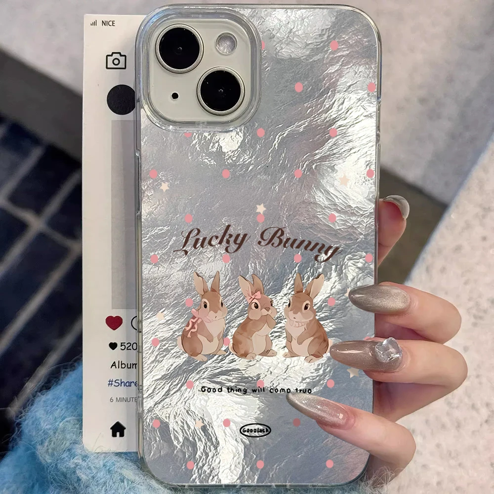 Coque de téléphone Vintage Bunnies Lucky Bunny pour iPhone 16 Pro Max 17 14 15 13 Pro Max 12 11 Pro Max Plus XR 8, coque rigide antichoc