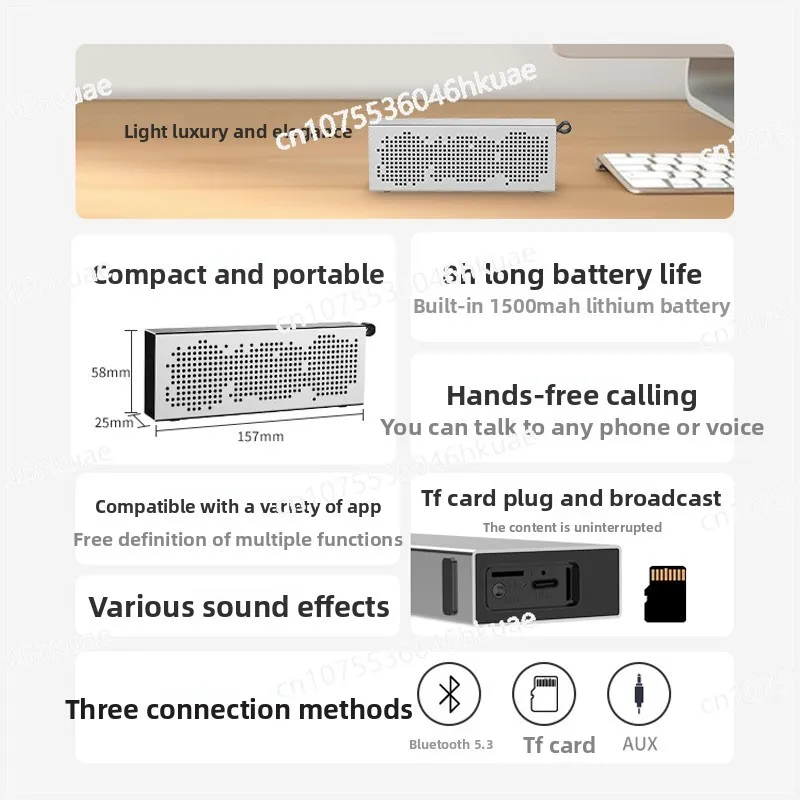 Outdoor Mini Wireless Small Speaker New Bluetooth Speaker High Sound Quality Subwoofer Aluminum Alloy Small Portable