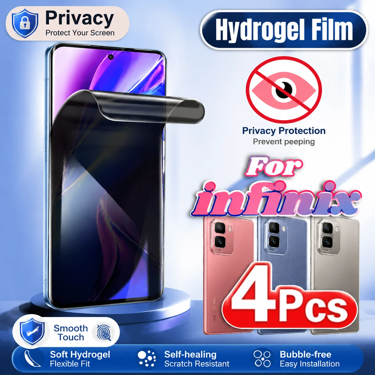 4 Pcs Privacy Hydrogel Films For infinix Note 60 50 40 30 10 Pro+ 60 Ultra 50S 50X 40S 40X 30 VIP 30i Series Protectivel Films