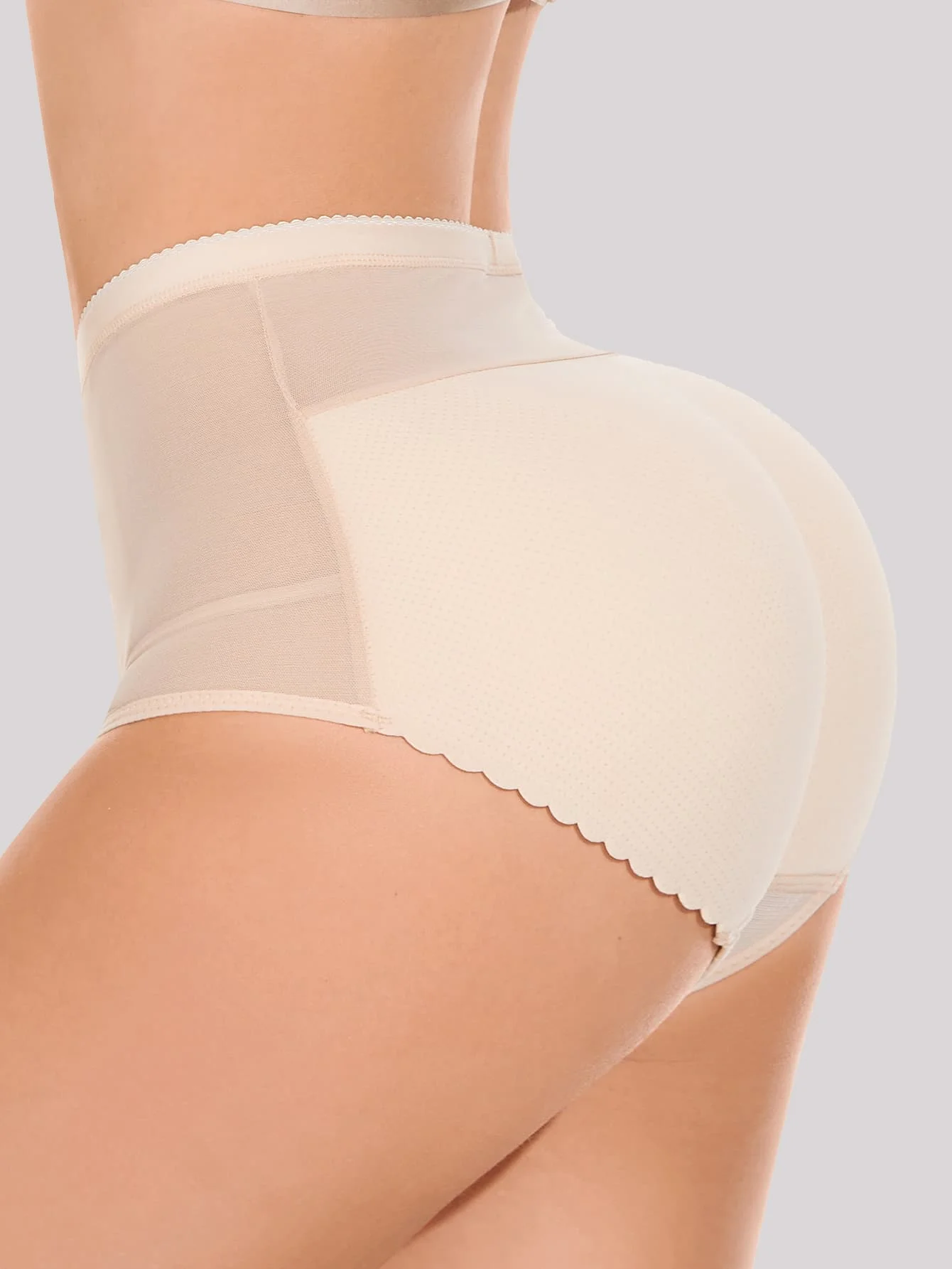 

Firm Control High-Waist Shapewear Brief With Breathable Mesh And Scalloped Hem For Women