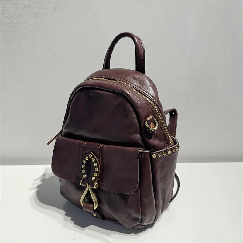 

PNDME fashion high quality genuine leather women's black backpack designer luxury cow leather ladies outdoor travel bagpack