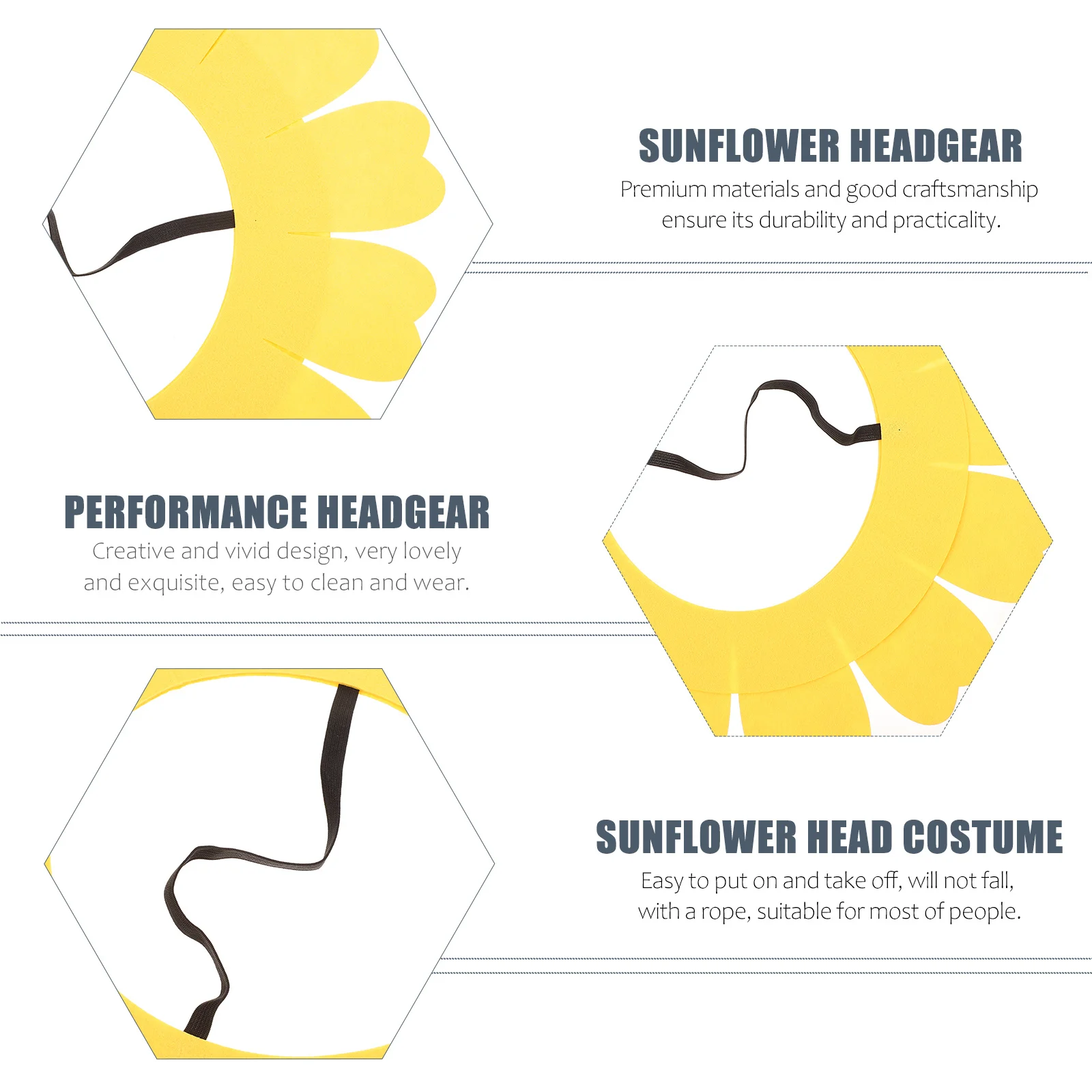 

2Pcs Sunflower Headgear Durable Felt Material Suitable Party Festival Dance Performance Sunflower Show Hat Performance Headgear