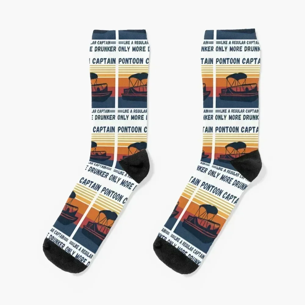 

Pontoon Captain Like A Regular Captain Only More Drunker Socks essential funny gift designer brand Novelties Women's Socks Men's