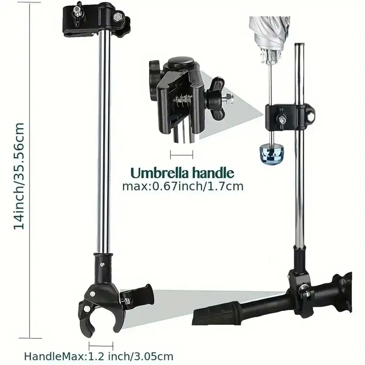1pc Universal Umbrella Holder for Wheelchairs, Walkers, Bikes, and Strollers Adjustable Umbrella Mount Holder for Mobility D