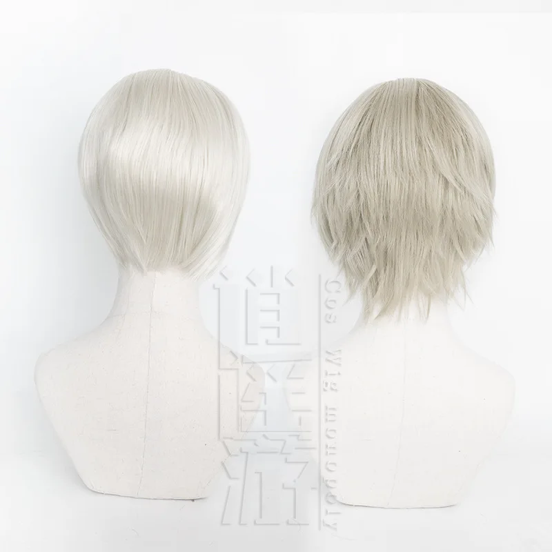 Inumaki toge cosplay peruca anime jujutsu kaisen 30cm cinza claro resistente ao calor cabelo sintético festa de halloween cosplay perucas + peruca boné