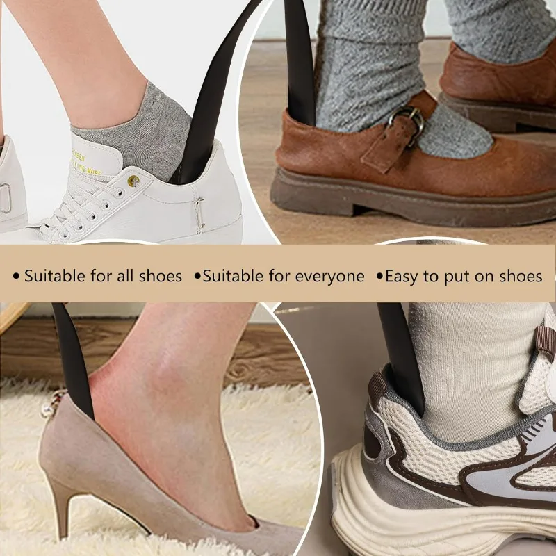 Tragbarer Schuhanzieher aus Metall | Kompakter schwarzer Schuhhelfer für unterwegs | Einfaches Slip-On-Werkzeug für Männer und Frauen – Detail 5
