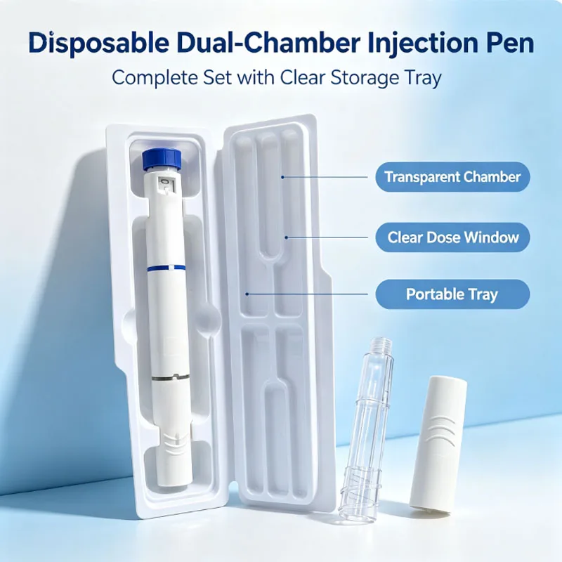 Double‑Chamber Sterile Injection Pen 1/3/5  Press‑Rotary Syringe Device with Clear Visible Dose Adjustment Window