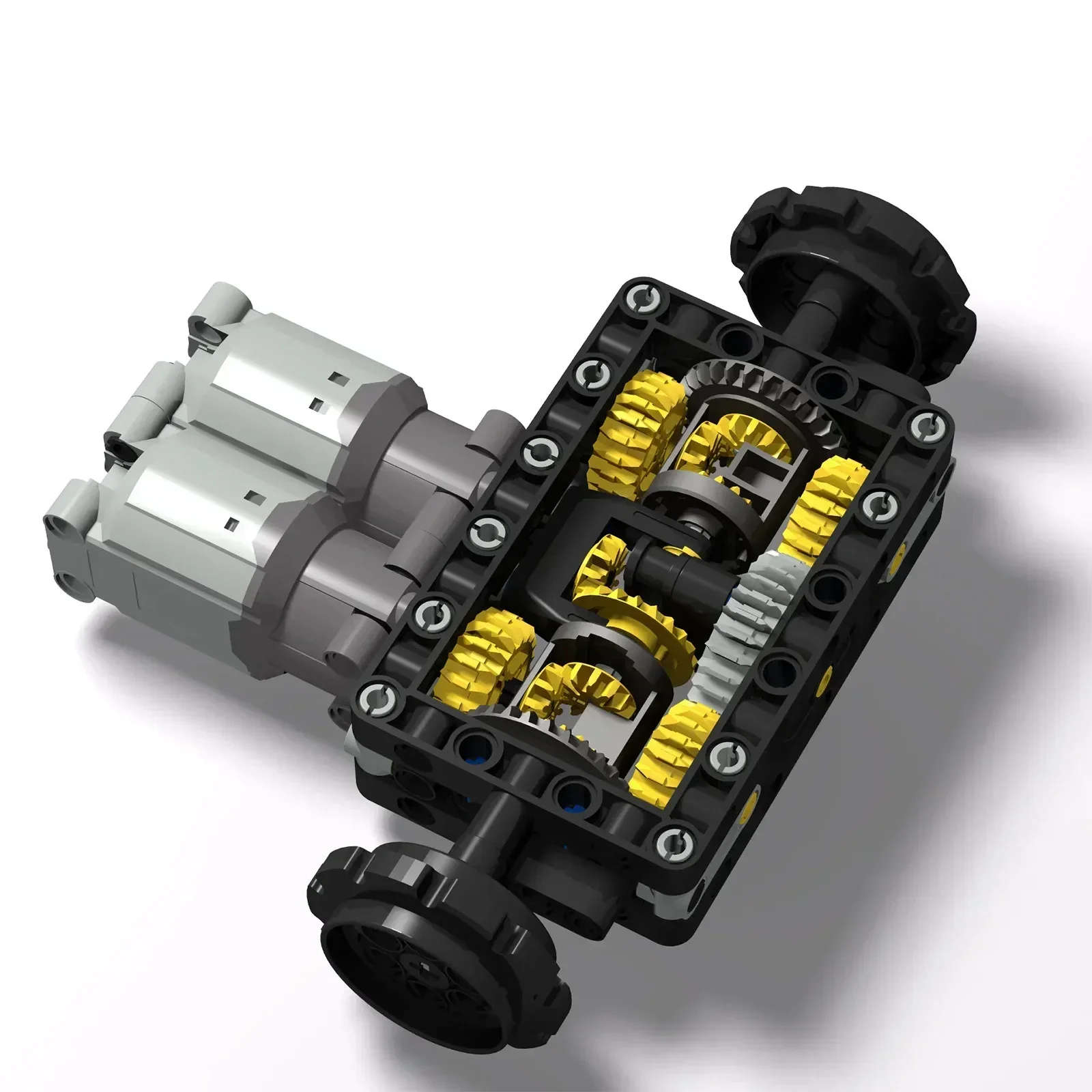 MOC-Panzer, Bagger, Kettenfahrwerk, ferngesteuertes Lenksystem, Getriebe, Differentialsteine, Paar L-Motoren 88003, Bausteine