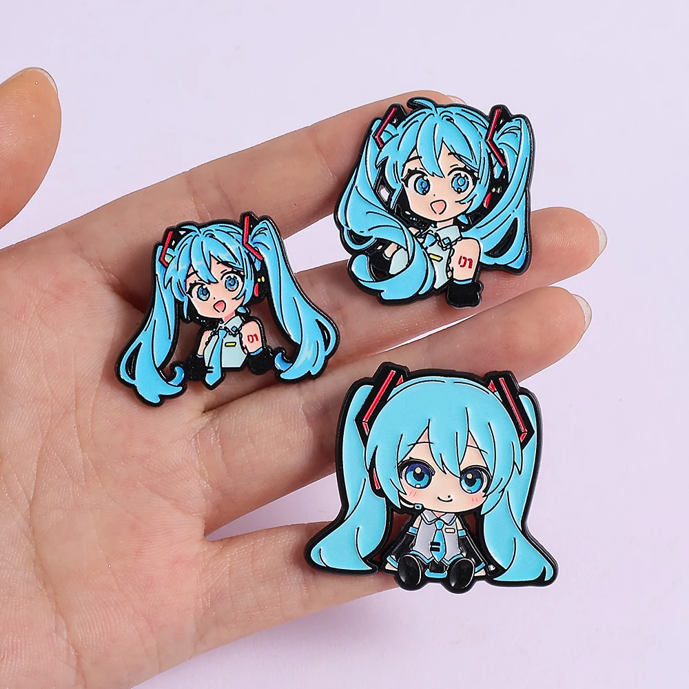 Cool Girl Cute Anime Virtual Singer Lapel Brooch Metal Badge for Backpack Jacket Collectible Fans Gift