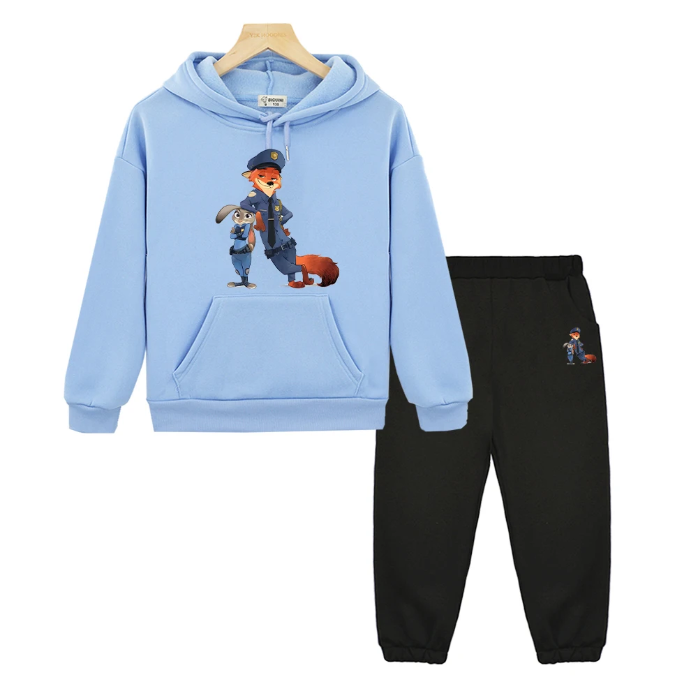 

boy girls Hooded Sports Sets Zootopia 2 hoodies Fleece Sweatshirt y2k sudadera Disney Casual pullover+Pant kids boutique clothes