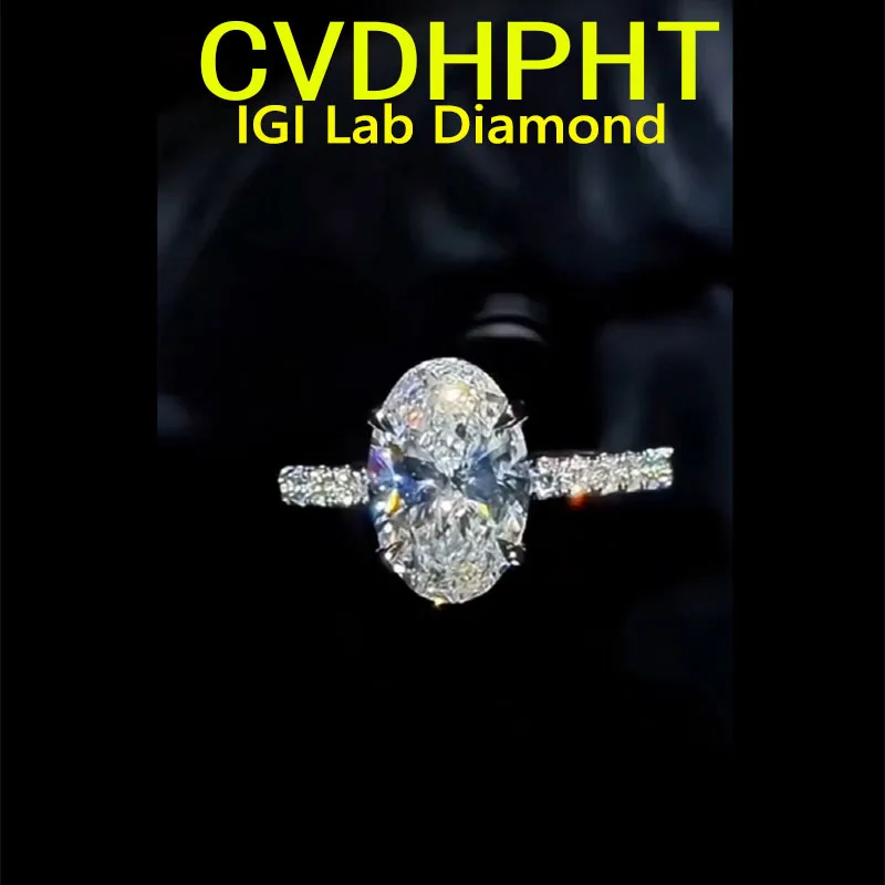 

Luxury ring 3Ct D VS1 Lab Grown diamond Ring Oval cut Engagement Ring solid 14K White Gold Custom Classic wedding ring
