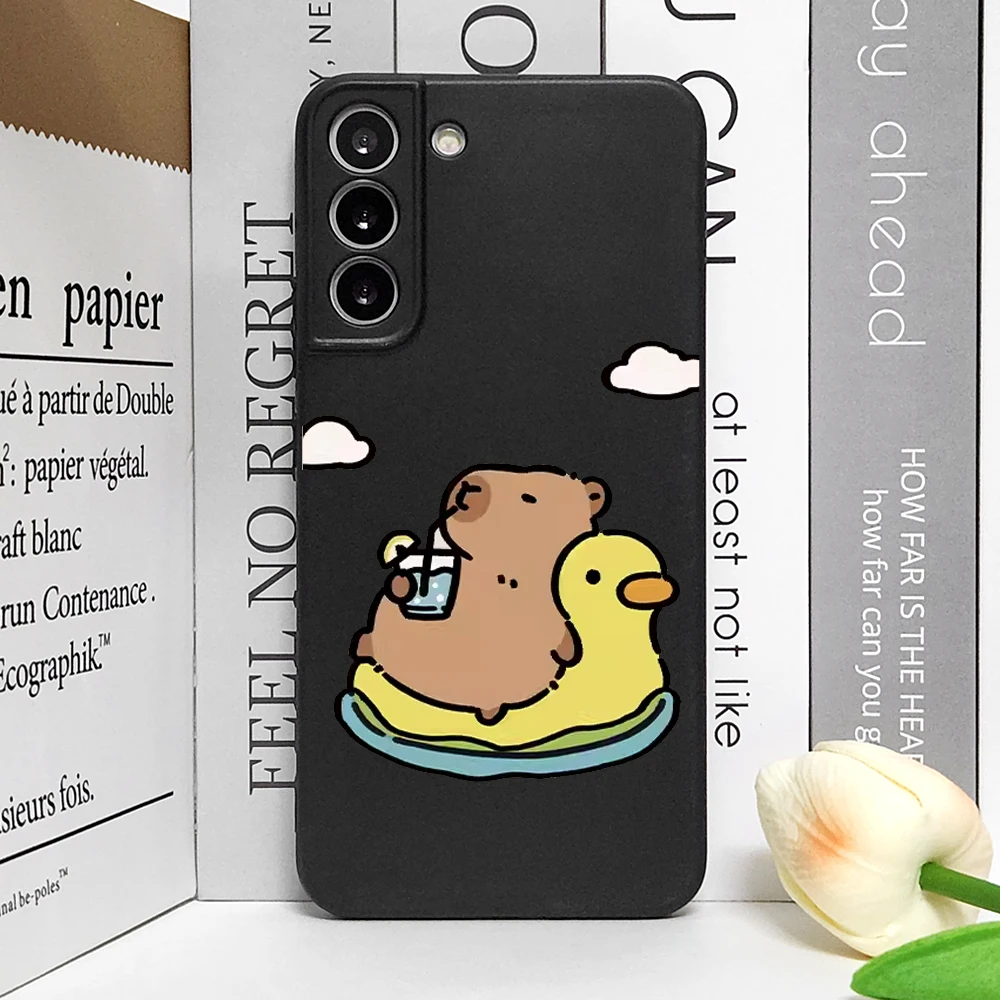 Cute Capybara Phone Case for Samsung Galaxy S22 S23 S24 S25 edge Ultra S20 Plus S21 FE 5G Soft Cover Funny Animal Couple Fundas