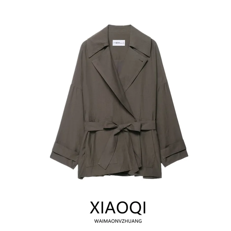 

Женское длинное пальто Ele све, осень 2023, Новое поступление, дизайн Sensation, прямой крой, с поясом, верхняя одежда Driftin Faion