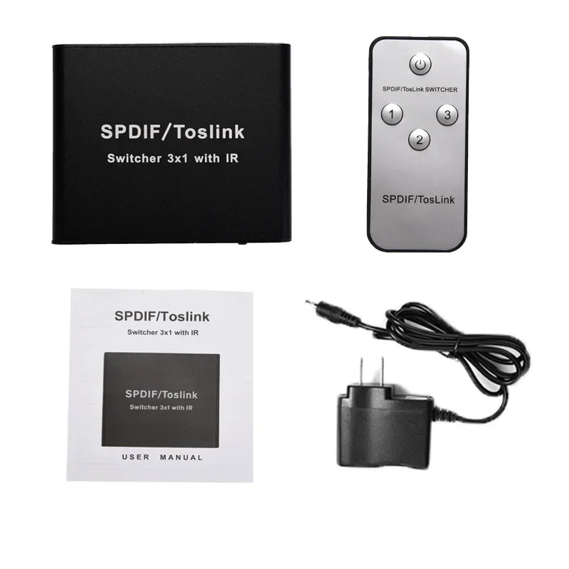 3 In 1 Out Switcher Support Lpcm2.0/Dts/Dolby Ac3 Audio Format 3X1 Switcher with Remote Control for Toslink Signal Receiving