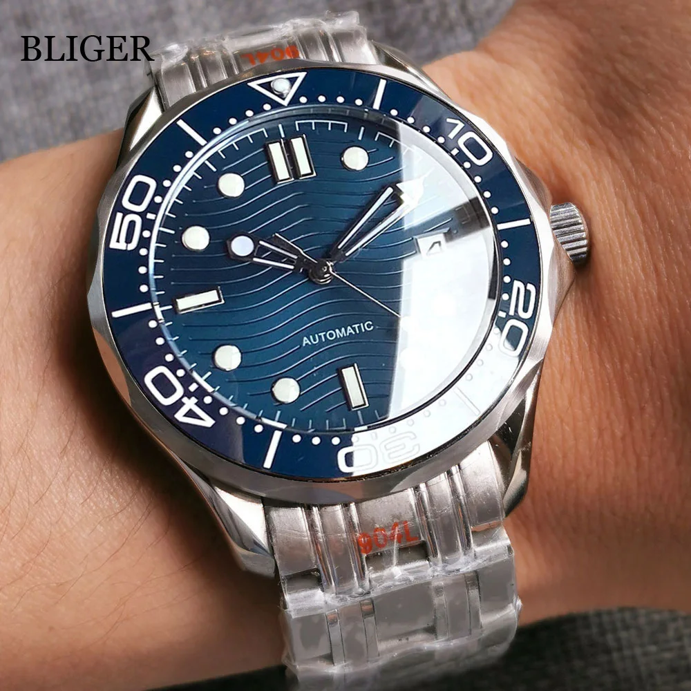 BLIGER Luxury 41mm Mechancial Men Watch Sapphire Glass NH35A MIYOTA PT5000 Movement Steel Bracelet Ceramic Bezel Date Function