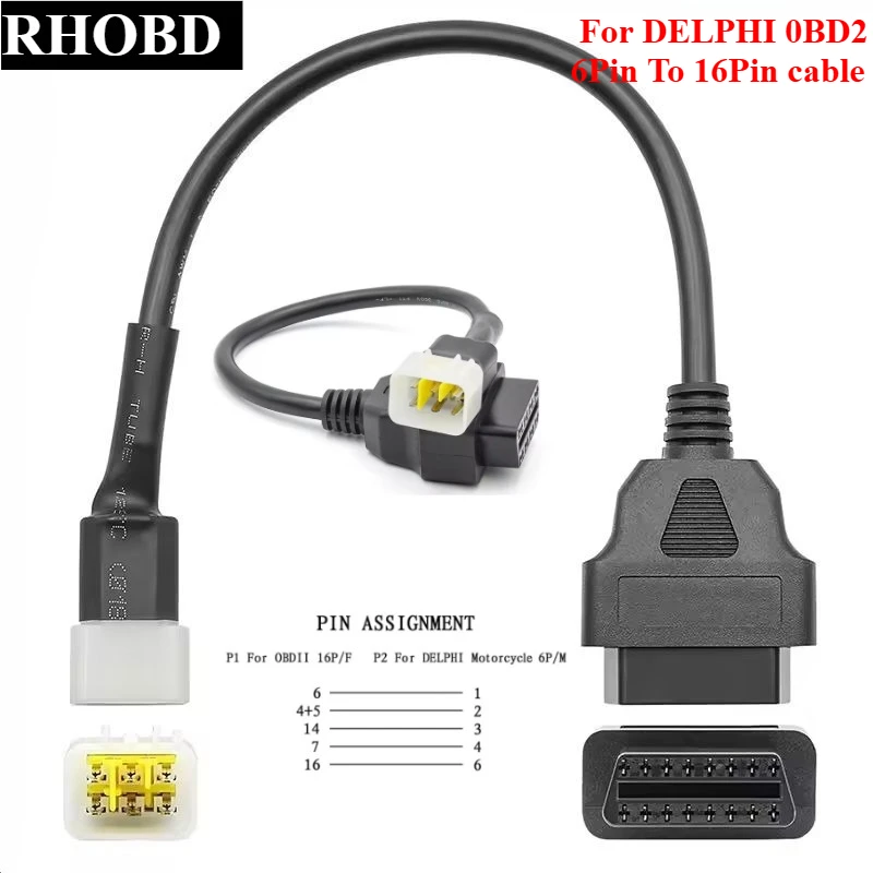 Latest for BENELLI OBD2 6 Pin Diagnostic Plug Adaptor Cable for BOSCH and For DELPHI ECUs 6PIN Motorcycle Bike ATV To 16pin OBD