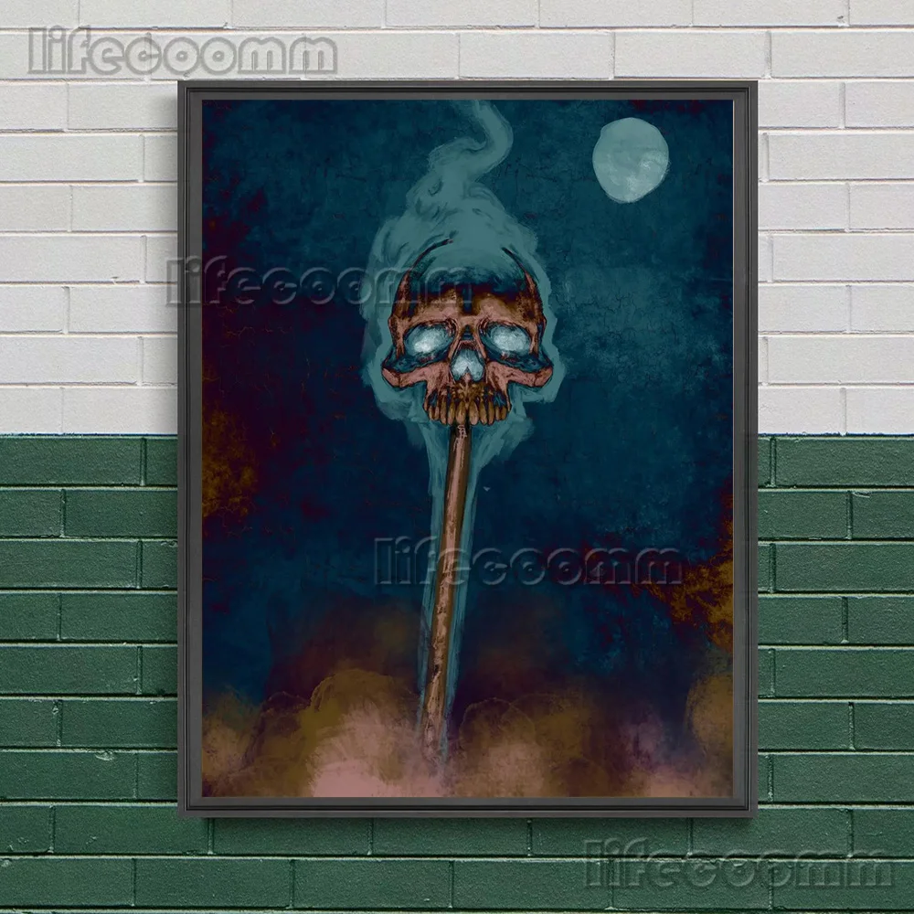Skeleton Demons And Aliens Abstract Wall Art Canvas Painting Pagan Witchcraft Fantasy Gothic Art Poster Print Home Decoration