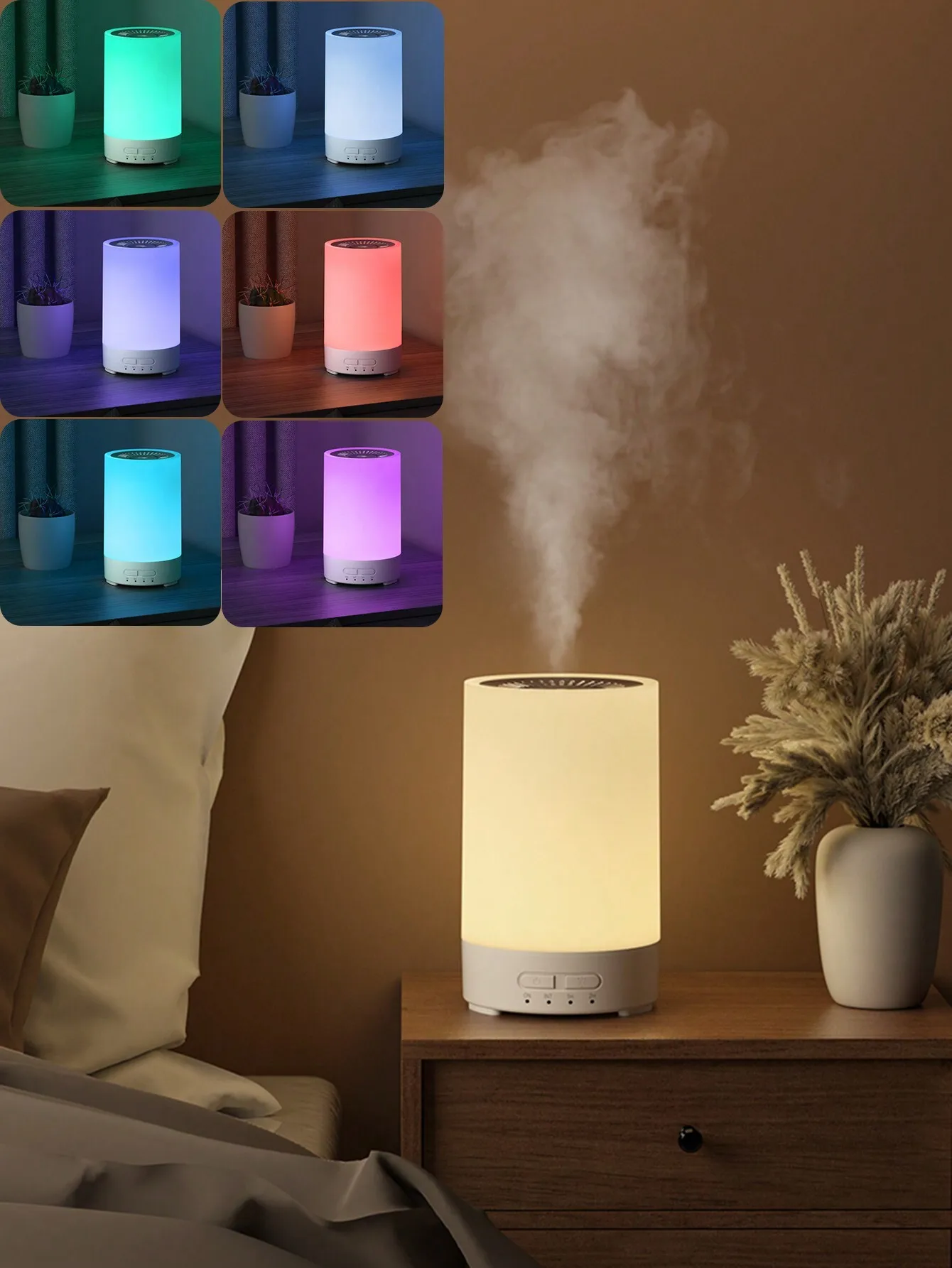 

1pc 150ml 7 Colors Lighting Flame Ultrasonic Aroma Diffuser, Aromatherapy Diffuser Machine, Portable USB Essential Oil Desktop Diffuser Air Humidifier