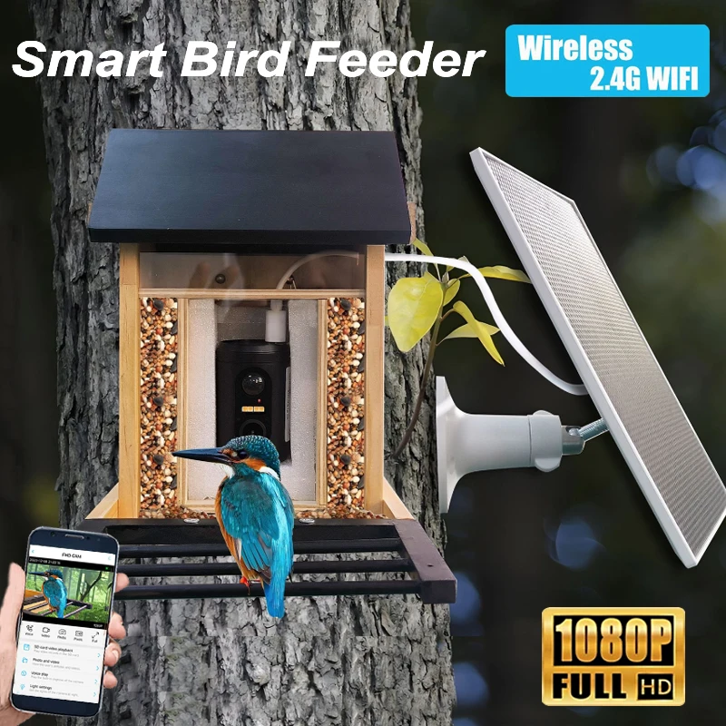 1080P Bird House HD 2.4G WiFi Camera Birdbox Solar Low Power Night Vision Two-way Audio Outdoor Waterproof Bird Feeder Camera
