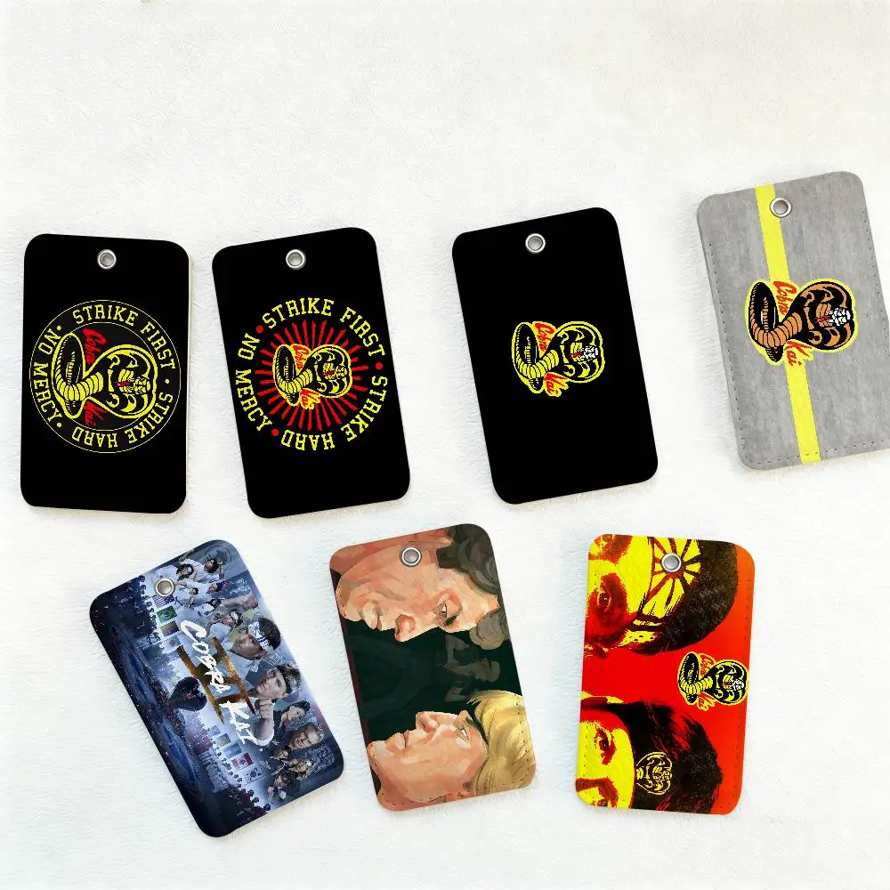 Classic TV Dramas Cobra Kai Style PU Access Card Holder with Keychain - Executive Protection for Bank card,Subway, Bus Card case