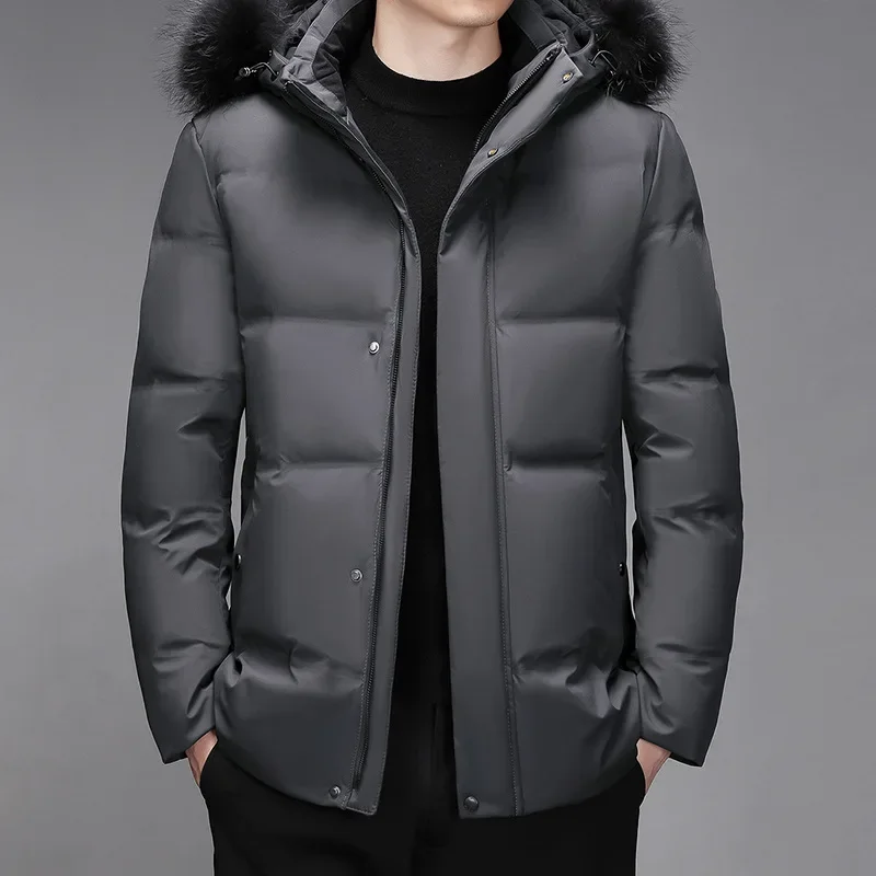 Men\'s White Duck Down Jacket Warm Hooded Thick Puffer Jacket Coat Male Casual High Quality Overcoat Thermal Winter Parka Men