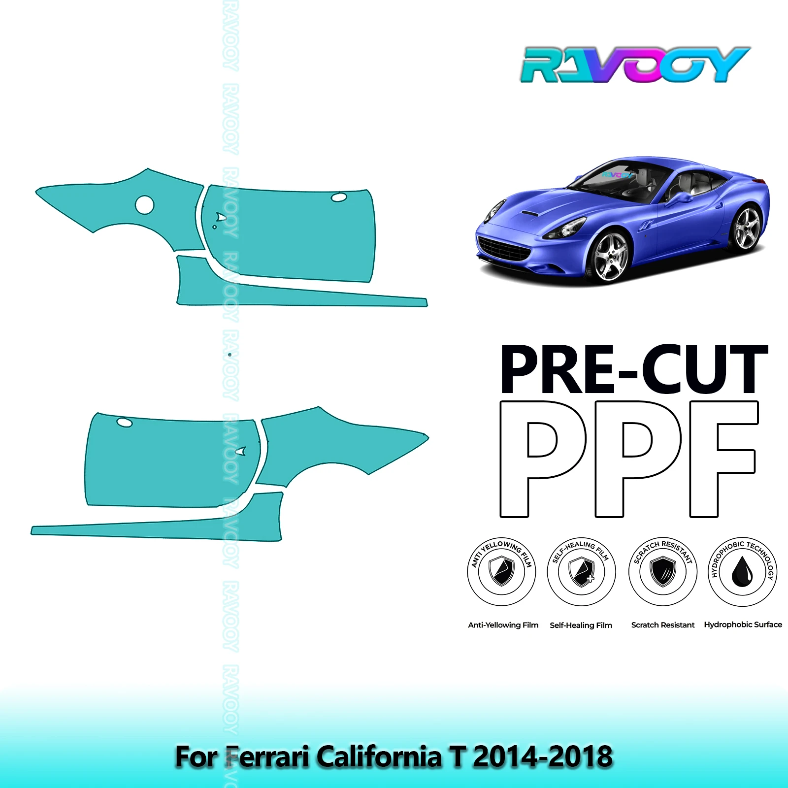

For Ferrari California T 2014-2018 8.5mil Clear Matte Pre-Cut PPF Door & A/B Pillar Kit TPU Paint Protection Film Set