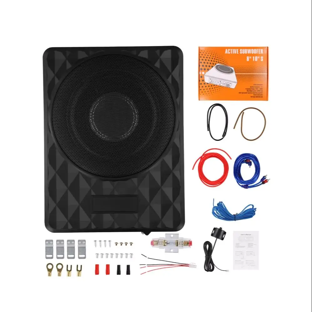 Podofo 10 Zoll Ultra-Dünner Auto-Subwoofer für Unter dem Sitz, 1000W Aktiver Basslautsprecher mit Eingebautem Verstärker, 12V Auto-Audio-Stereo-Woofer-System für SUV, LKW, Limousine