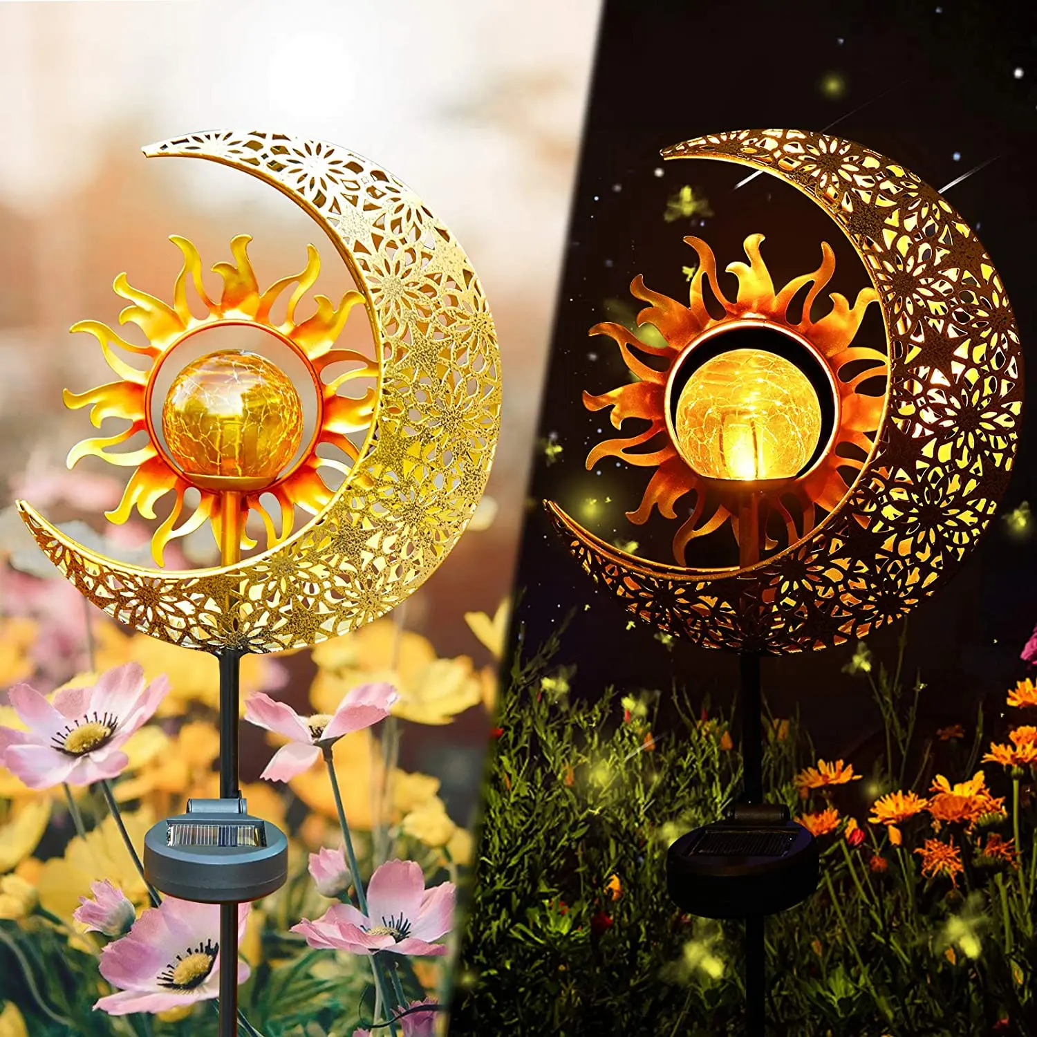 

Animal Fairy Moon Solar Light Lawn Outdoor Ornament Creative Decorative Iron Hollow Crack Ball Lamp Angle Art Led Sunlight New