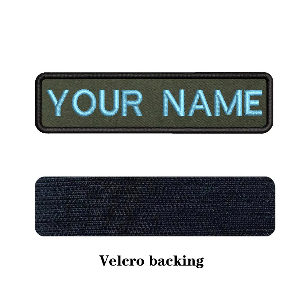 10 x 2,5 cm, Armeegrüner Hintergrund, Stickerei, individueller Name, Text-Patch, Streifen-Abzeichen, zum Aufbügeln oder Träger-Patches für Kleidung