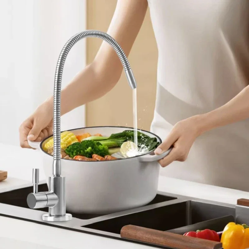Universal Gooseneck Water Purifier Faucet Reverse Osmosis Drinking Water Filter Faucet Stainless Steel 1/4