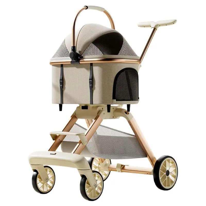 Multi Functional Pet Stroller With High Appearance Foldable And Detachable Aluminum Alloy Lightweight And Fashionable
