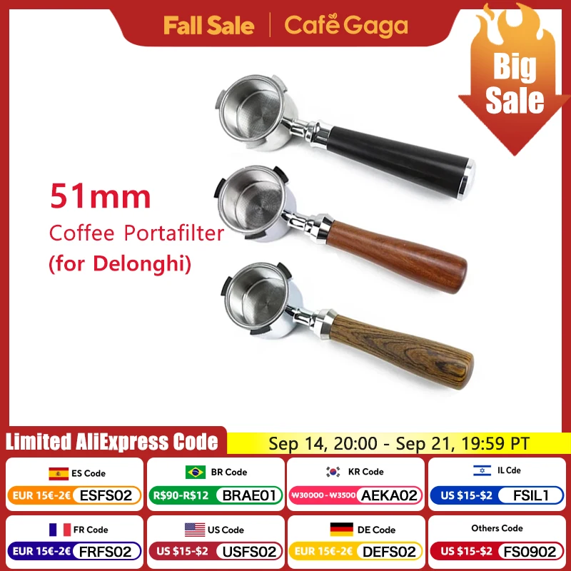 

Coffee Bottomless Portafilter 51mm For Delonghi EC680 EC685 Replacement Filter Basket Espresso Machine Accessory Barista Tools