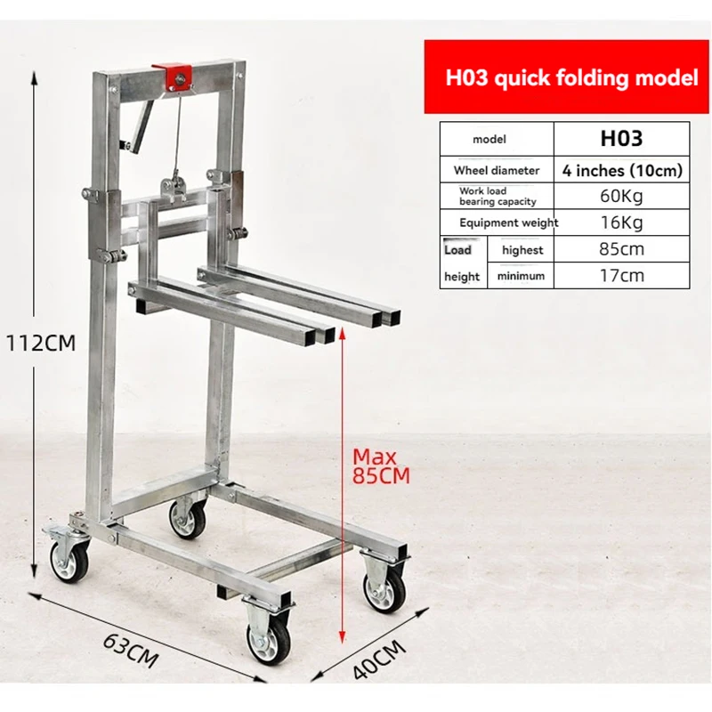 60Kg Adjustable Hand Cart Loading Artifact Lifting Handling Stacker Forklift Lift Portable Folding Retractable Trolley