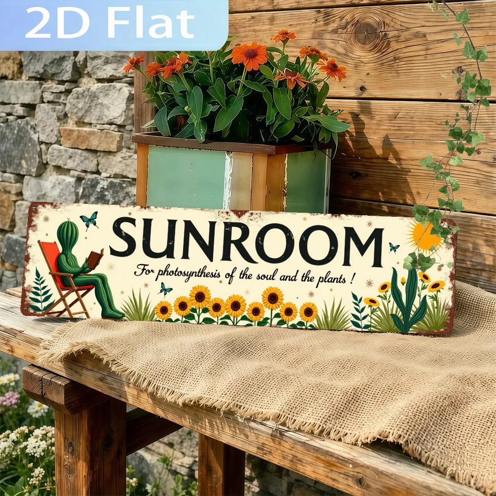 2D Flat, One Piece of Decor Saying 'Sunroom Soul Photosynthesis Sign', a Rustic Farmhouse Wall Art Featuring a Weathered