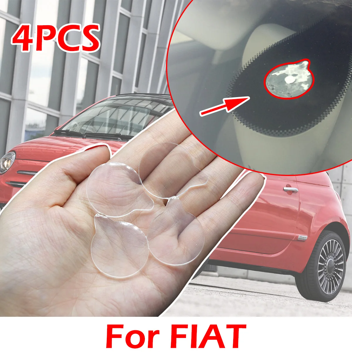 

4PCS Car Rain Light Sensor Gel Pad Adhesive Film Silicone Cushion Windscreen Chip Fix Tape Car Replacement For FIAT Abarth 500e
