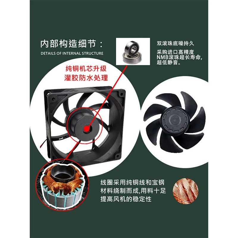 Ltsf لـ Humidificador IP68، Ventilador Impermeable، Atomizador Ultrasónico De 12V، 24V، 48V، 12cm، 120x38mm، Ventilado #3