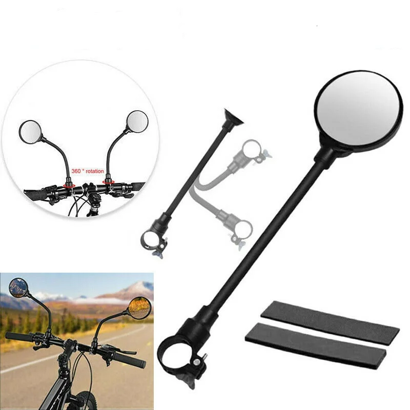 1/2X PCS Long Bicycle Rearview Handlebar Mirrors ° For Mountain Road Bike Motorcycle Bendable Hose Convex Rearview Mirror