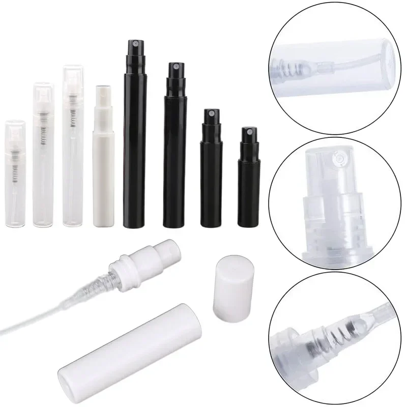 100 Uds 2ml/3ml/4ml/5ml tipo broche plástico forma de bolígrafo botellas de Perfume Spray viaje niebla fina contenedores atomizadores rellenables vacíos