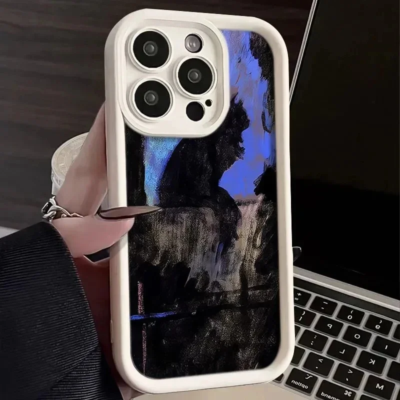 Coque Dark Cat Ghost Phone Case For iPhone 17 16 15 Pro Max 14 13 12 11 7 8 15 16 14 Plus 16E 17E X XS XR TPU Anti-fall Cover view 6