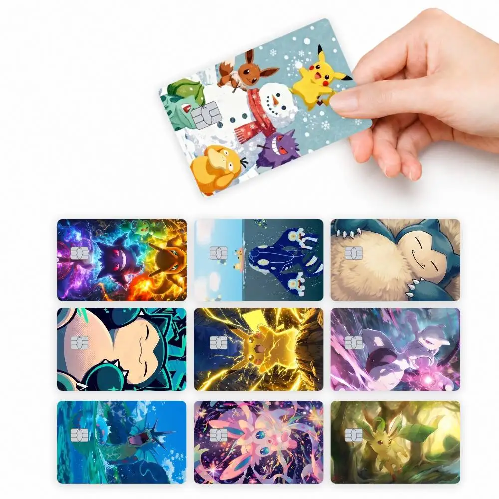Game P-Pocket M-Monsters 4pcs Credit Card Skin Stickers Suitable for Bank Debit Subway Bus Transit Pass Decorative Cover