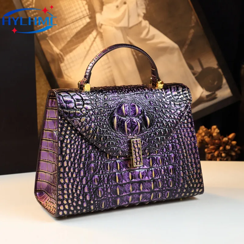 Fashion Crocodile Print Women\'s Handbags High-grade Leather Small Square Shell Bag Brand Cross-body Shoulder Bags 2024 New