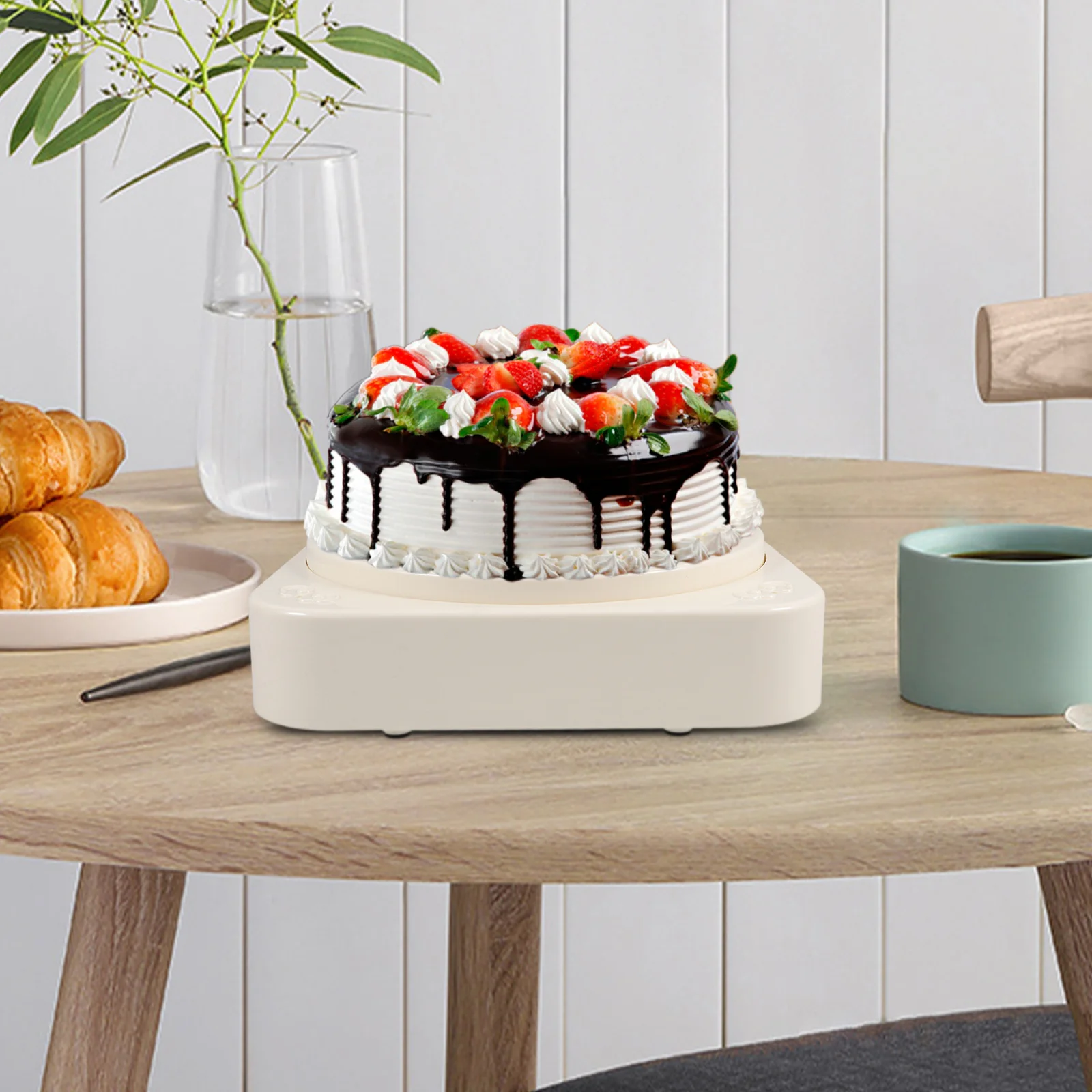 

1pcs Rotating Dessert Display Stand Automatic Turntable With Music Function For Cake Cupcake Party Wedding Serving Tray Decor